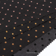 Telas al por mayor textiles Mini dots design tissu bonded flock stretch mesh mesh spandex nylon tule fabric